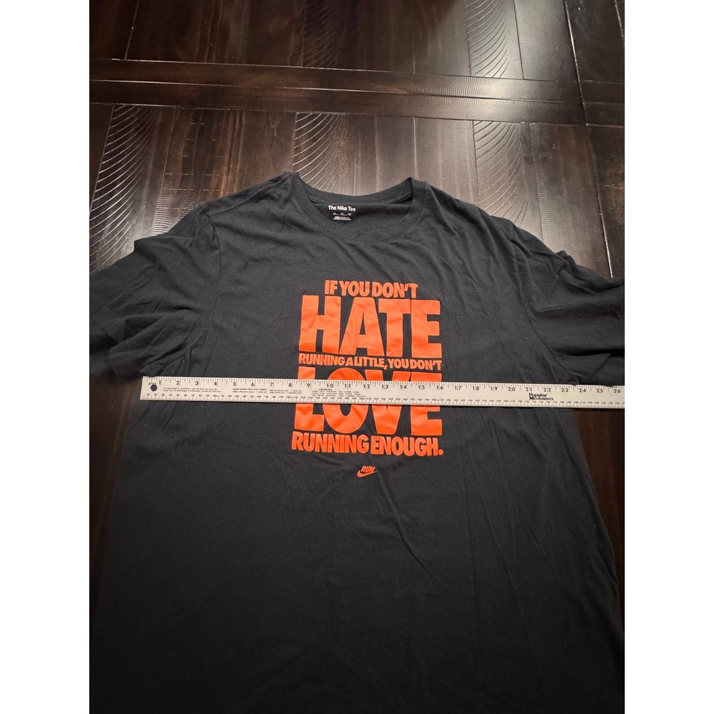 Nike Mens XL Black Orange Running Graphic T-Shirt Motivational Quote Tee - Picture 4 of 6